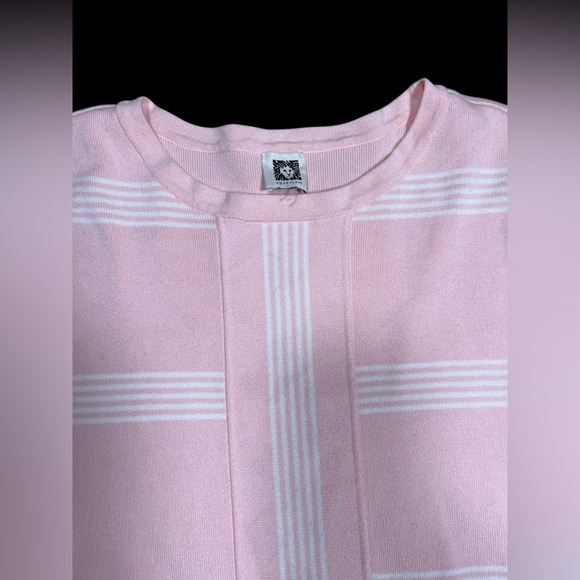 Anne Klein Stretch Knit White and Pink Striped Dress - Picture 4 of 9